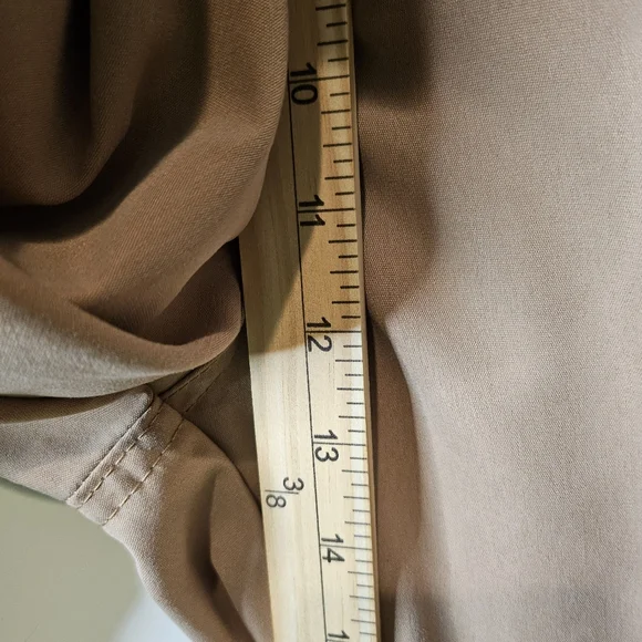 Tan Straight Leg Cargo Pants Elastic Waist Utility Pockets Casual Streetwear 31 - Picture 11 of 13